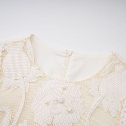 Maelle white flower-embroidered mini dress