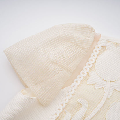 Maelle white flower-embroidered mini dress