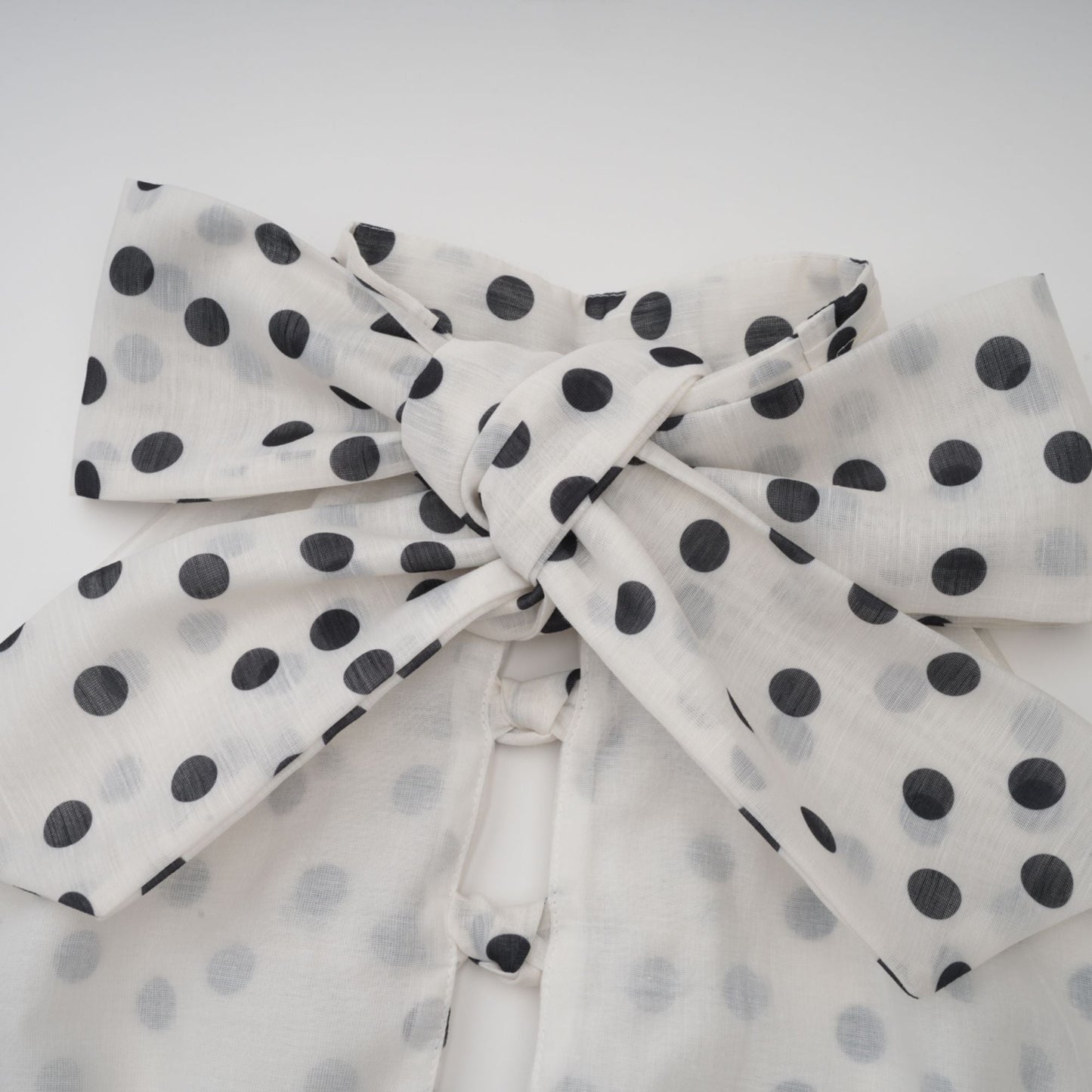 Audrey white bowknot polka-dot midi dress