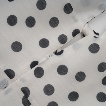 Audrey white bowknot polka-dot midi dress