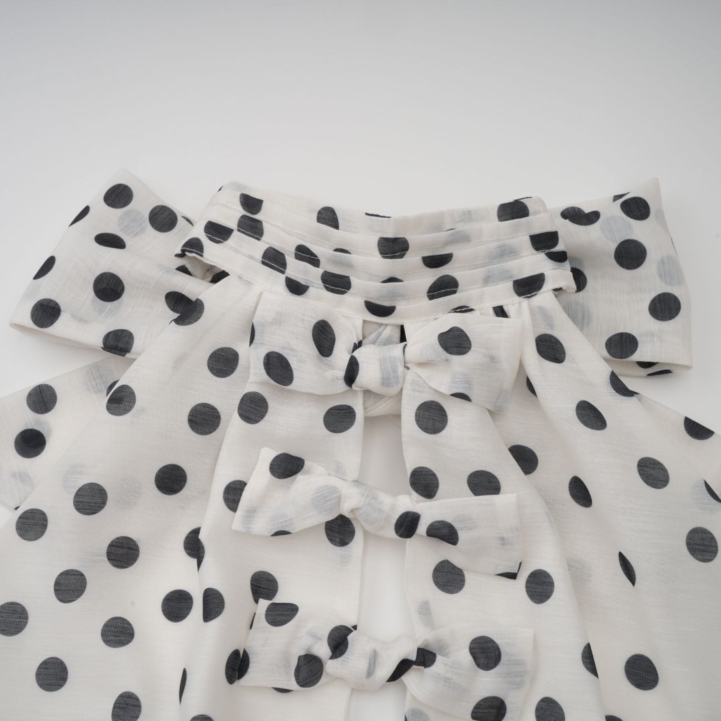 Audrey white bowknot polka-dot midi dress