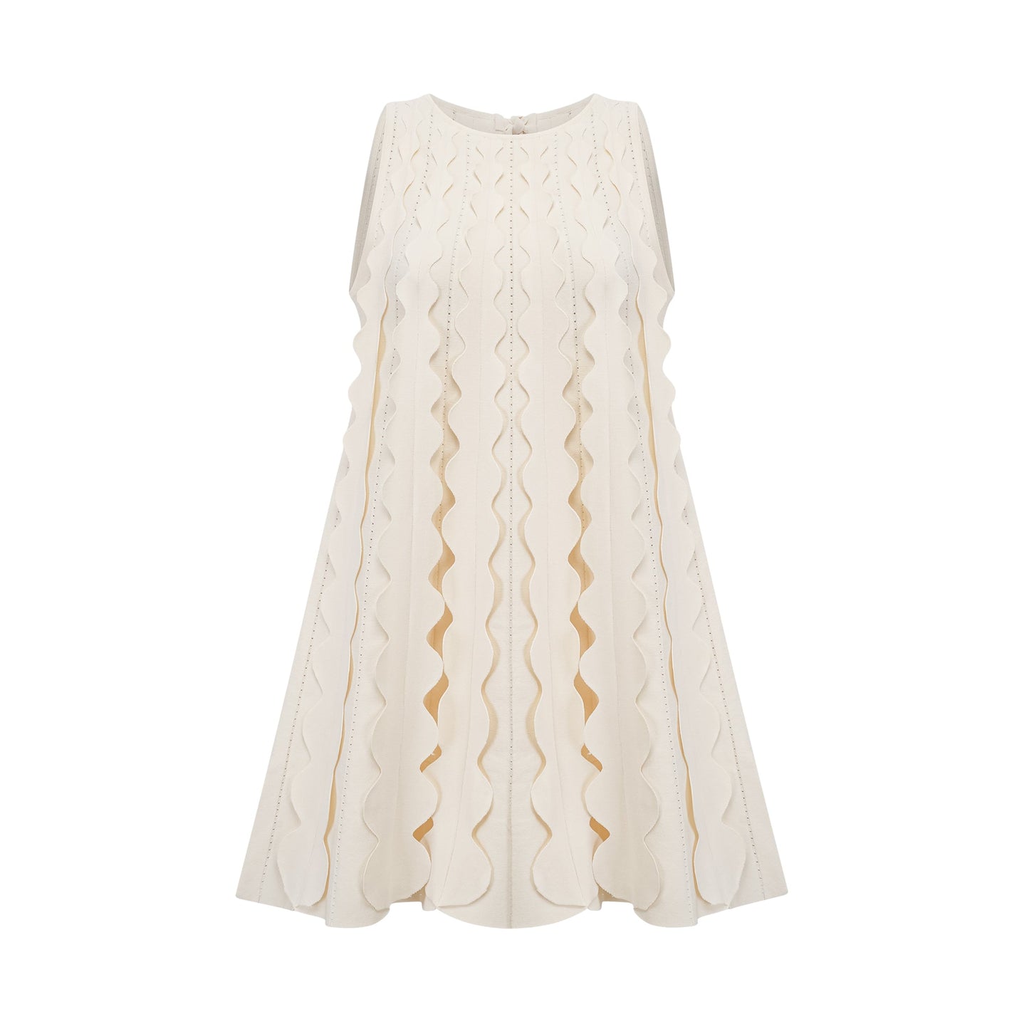 Axelle white wavy-detail sleeveless mini dress