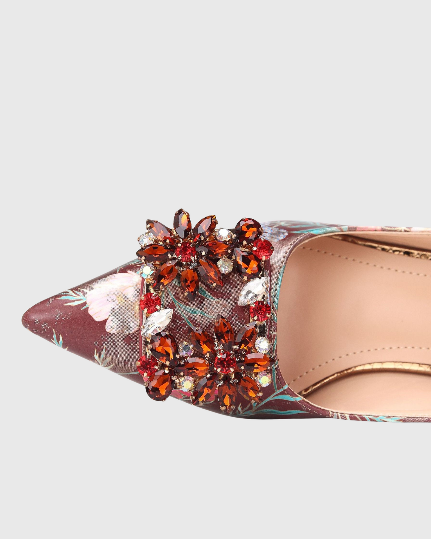Dado Rhinestone Slingback Flared Heels & Bag Set In Brown