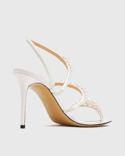 Damiana Pearl Embellished Lace up Sandals In Silver