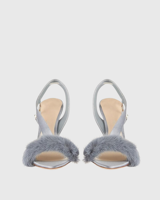 Devin Faux Fur Slingback Sandals In Blue