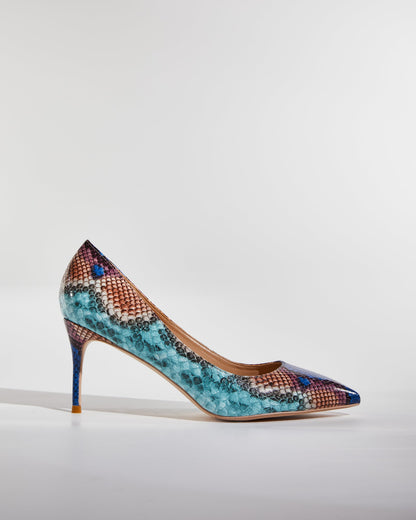 Doe Snake Print Pumps In Multicolor