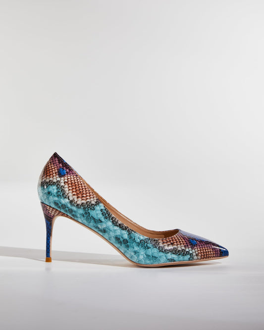Doe Snake Print Pumps In Multicolor