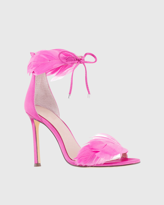 Eden Feather Strap Sandals In Pink