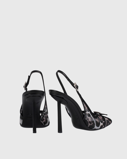Egypt Leopard Print Mesh Pumps In Black