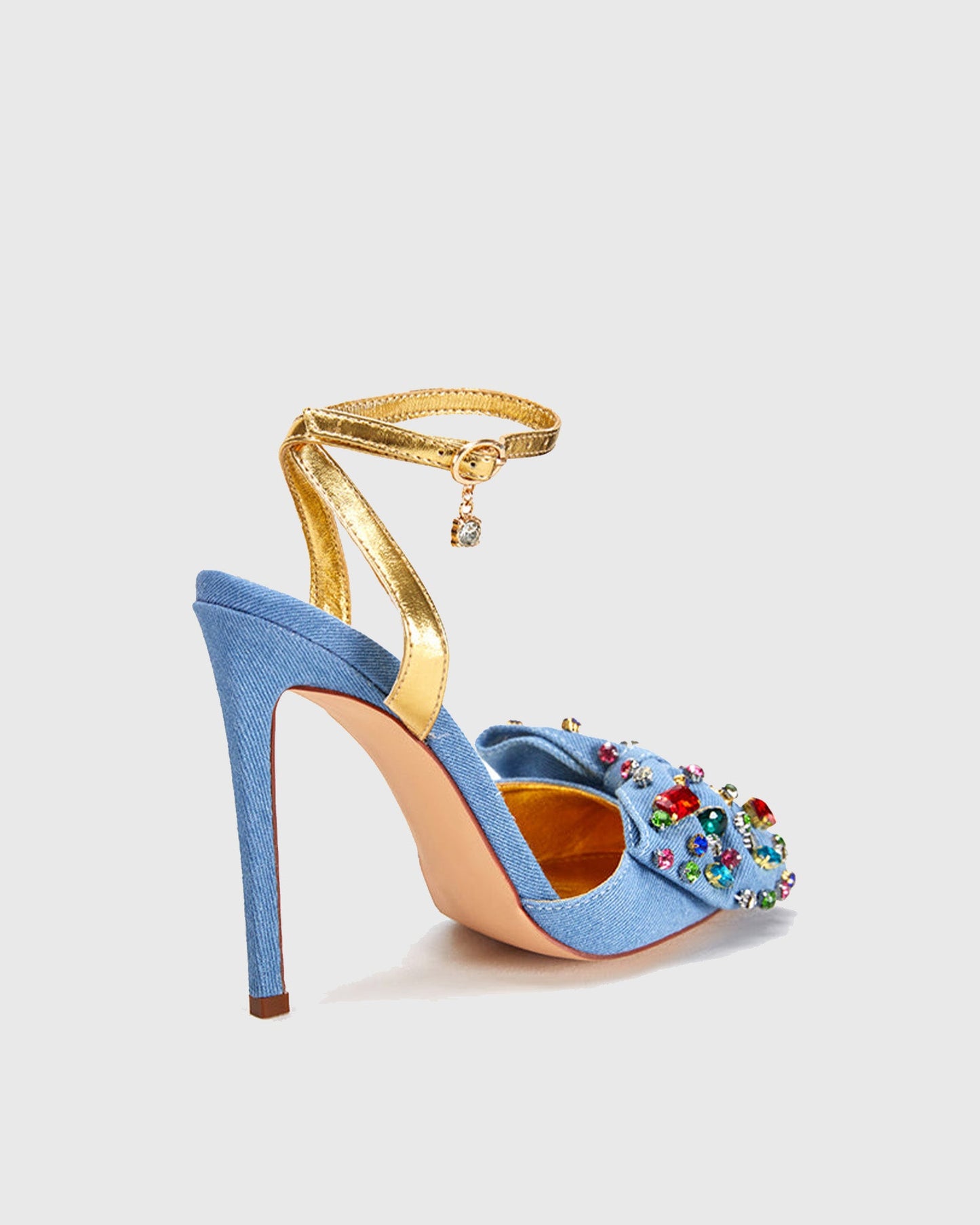 Elettra Rhinestone Bow Cowboy Pumps In Blue