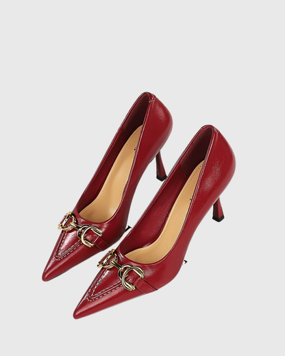 Eliza Metal Chain Folded Pumps In Wine