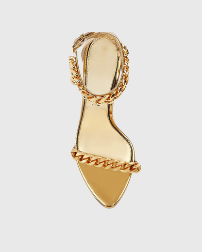 Elsie Chain Metallic Sandals In Gold