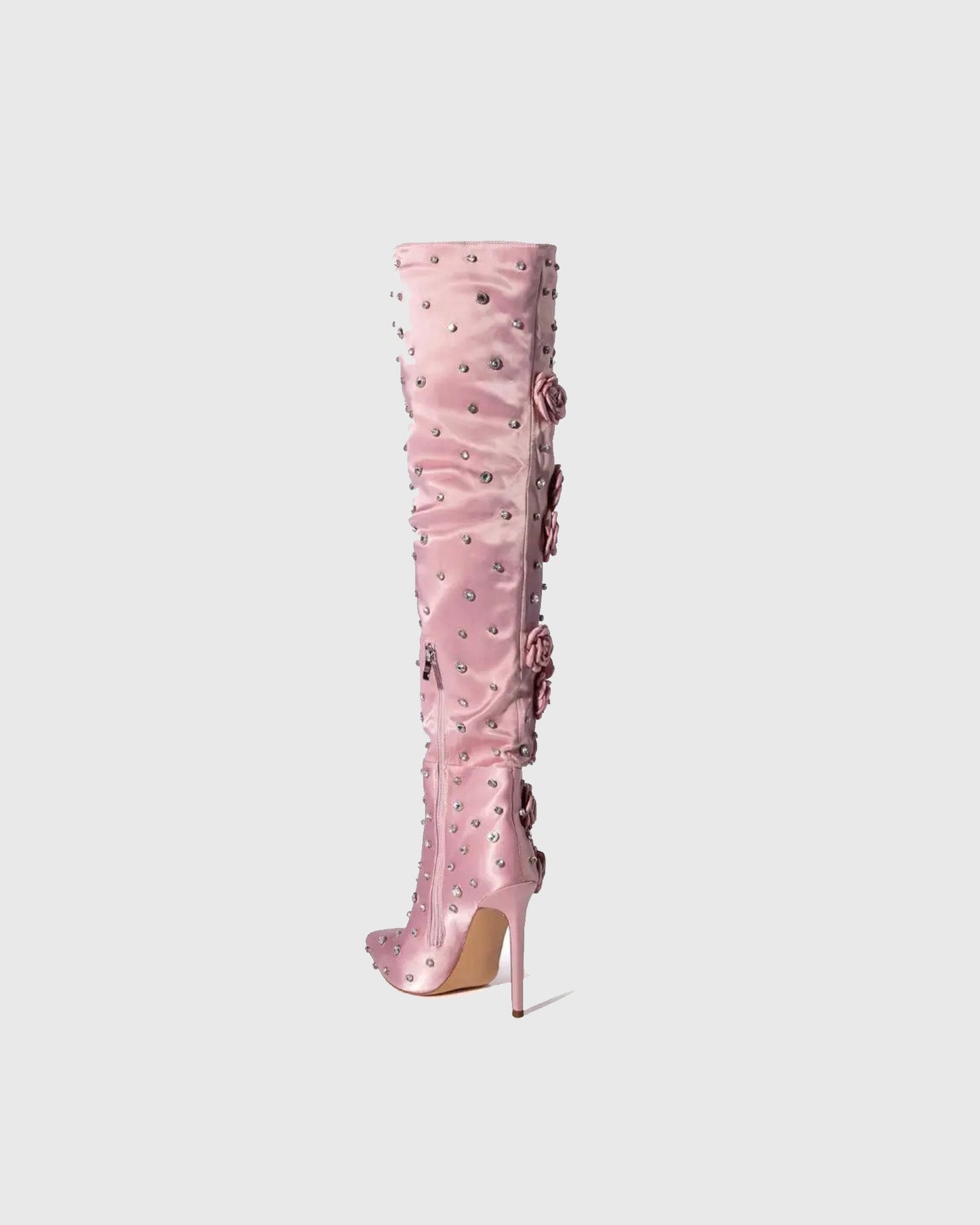 Erika Rhinestone Flower Knee High Boots