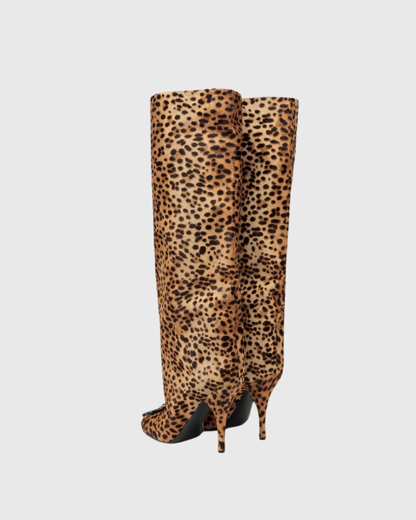 Eva Leopard Print Bow Knee High Boots In Brown