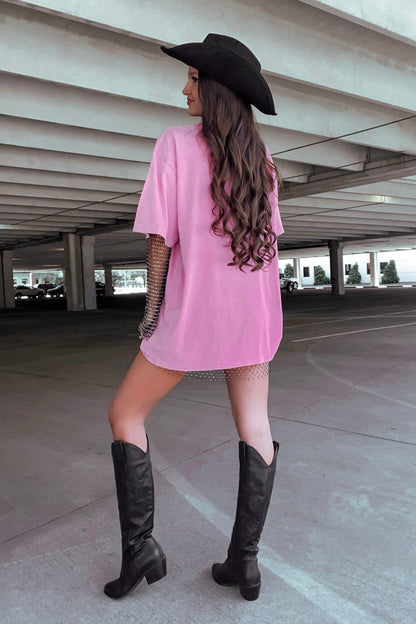 "World Tour" Graphic Tee -Pink