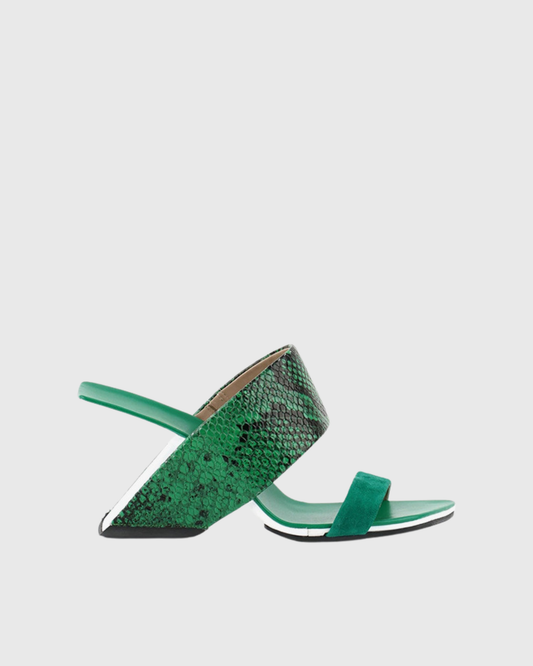 Fabia Snake Print  Snake Print Wedge Sandals In Green