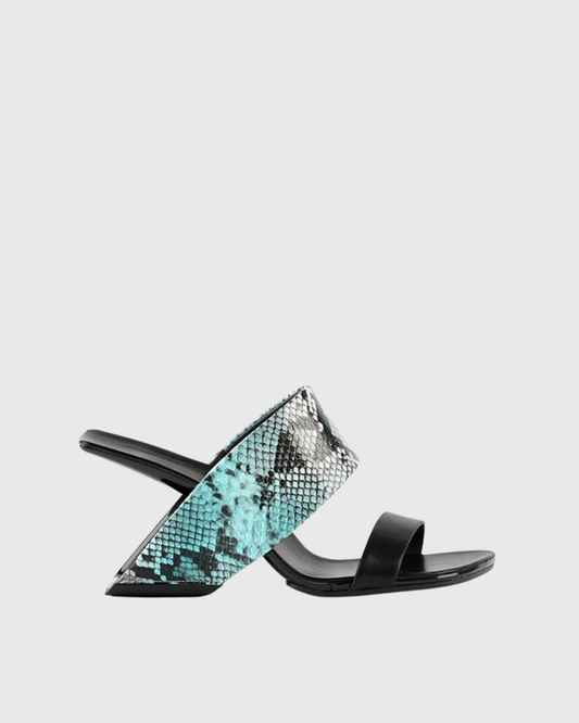Fabia Snake Print Wedge Sandals In Blue