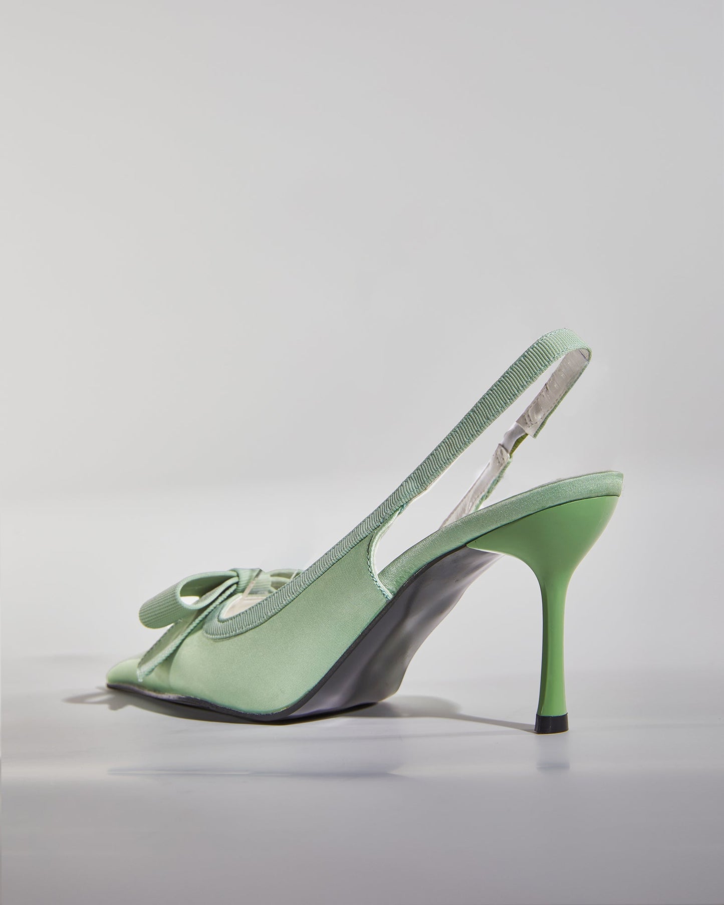 Fay Bow Satin Slingback Pumps In Green