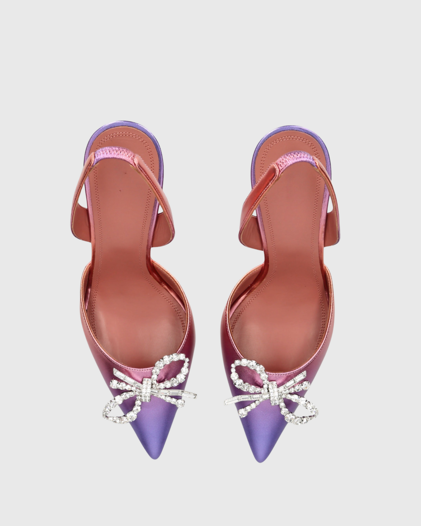 Fedora Crystal Bow Leather Slingback Pumps In Ombre