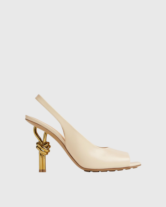 Fiamma Leather Metal Knot Sandals In White
