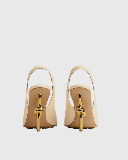 Fiamma Leather Metal Knot Sandals In White