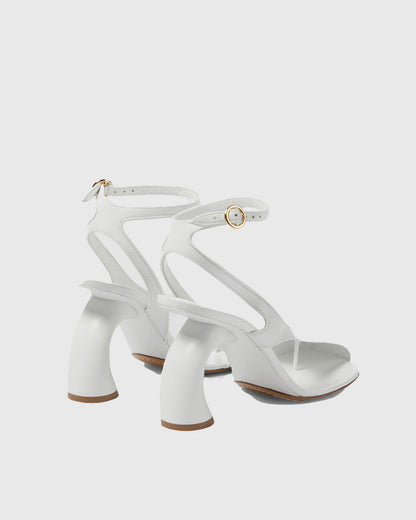 Fina Split Toe Flared Heel Sandals In White