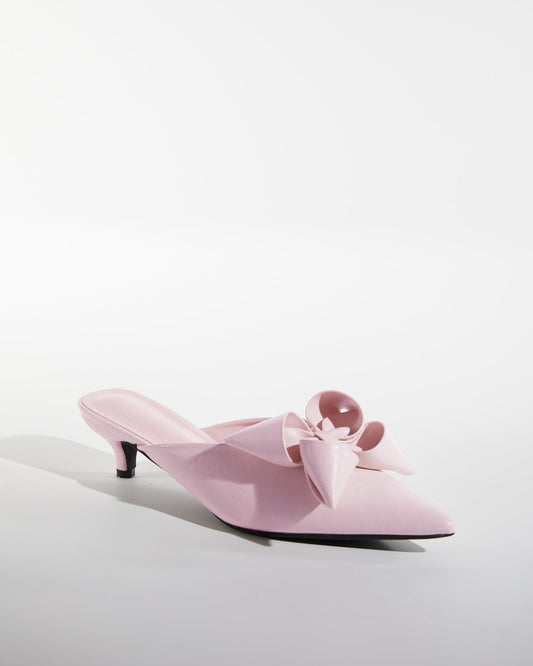 Flo Flower Leather Mules In Pink