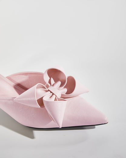 Flo Flower Leather Mules In Pink