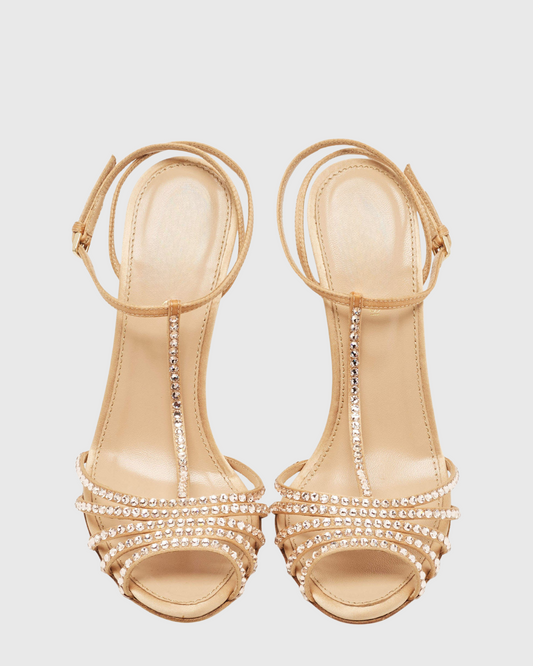 Giannina Rhinestone T Strap Sandals
