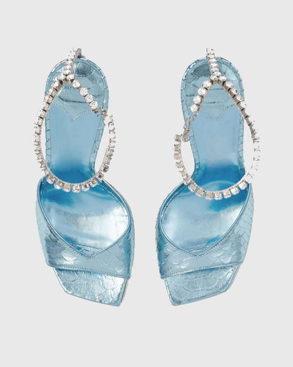 Gilberta Fish Scales Rhinestone Strap Sandals In Blue