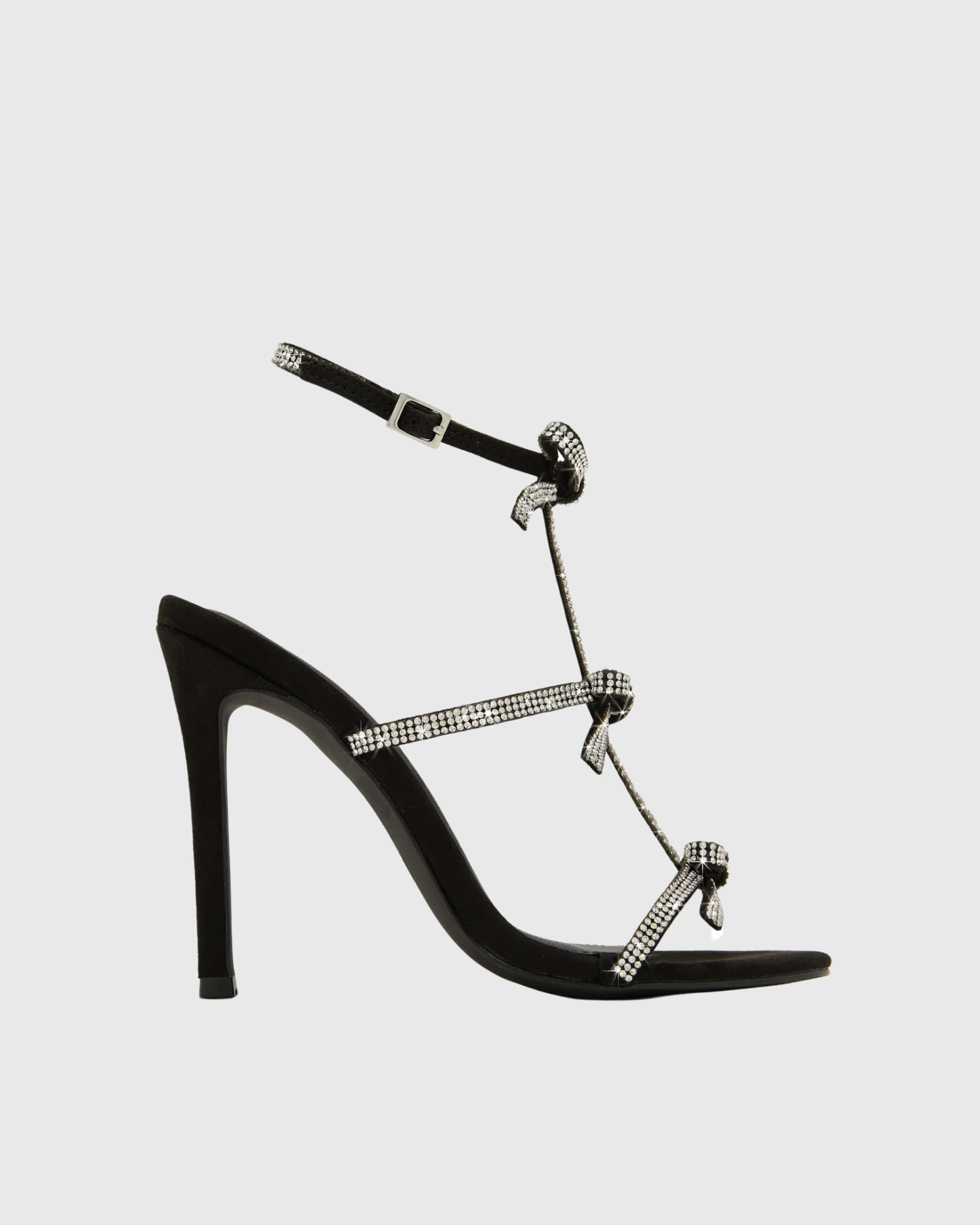 Ilaria Rhinestone Bow Strap Sandals In Black