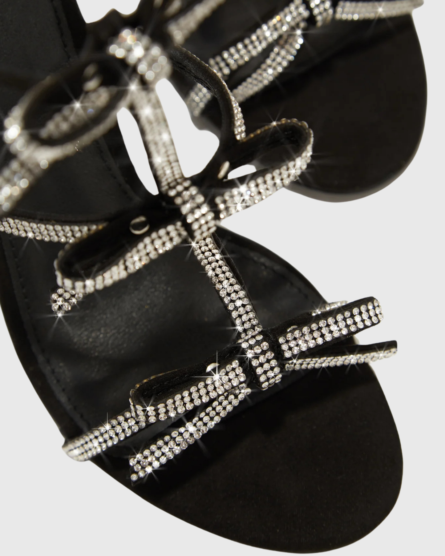 Ilaria Rhinestone Bow Strap Sandals In Black