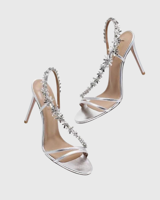 Jade Crystal Slingback Sandals In Silver
