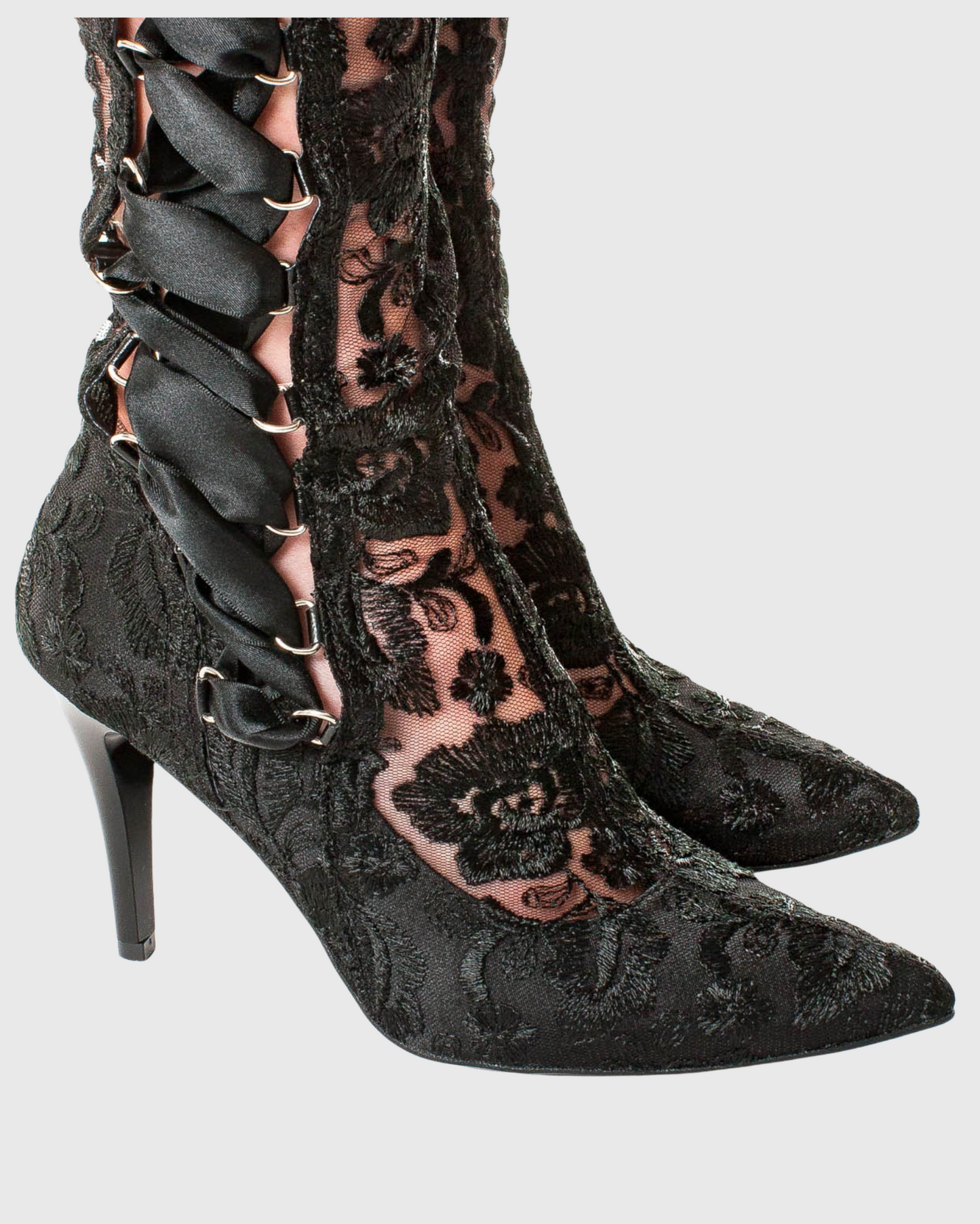 James Lace Over The Knee Boots In Black