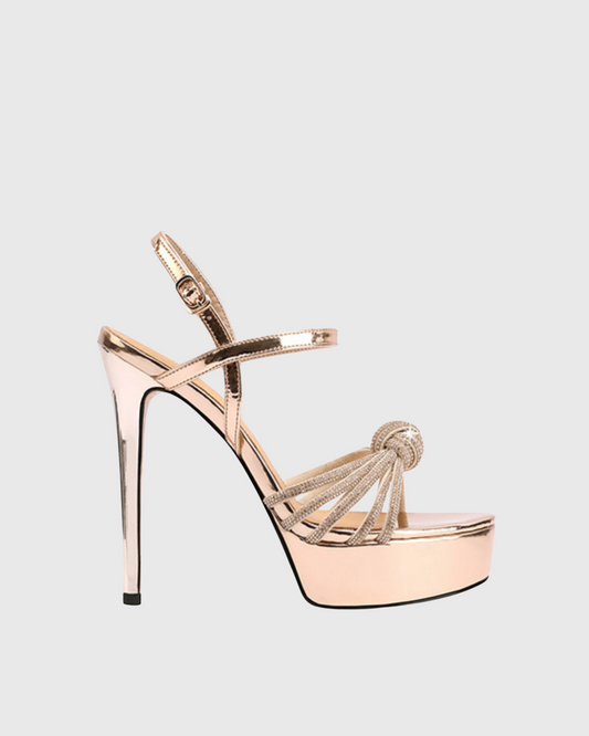 Kelly Sparkle Knot Strap Platform Sandals In Gold