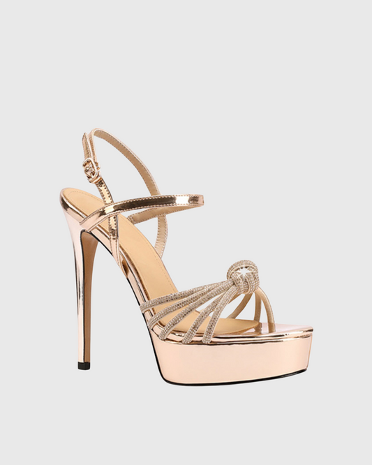 Kelly Sparkle Knot Strap Platform Sandals In Gold