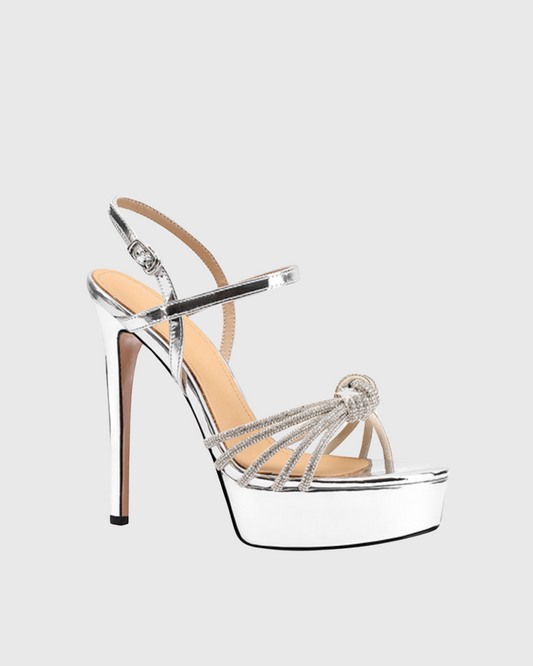 Kelly Sparkle Knot Strap Platform Sandals In Silver