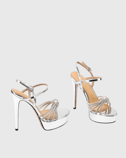 Kelly Sparkle Knot Strap Platform Sandals In Silver