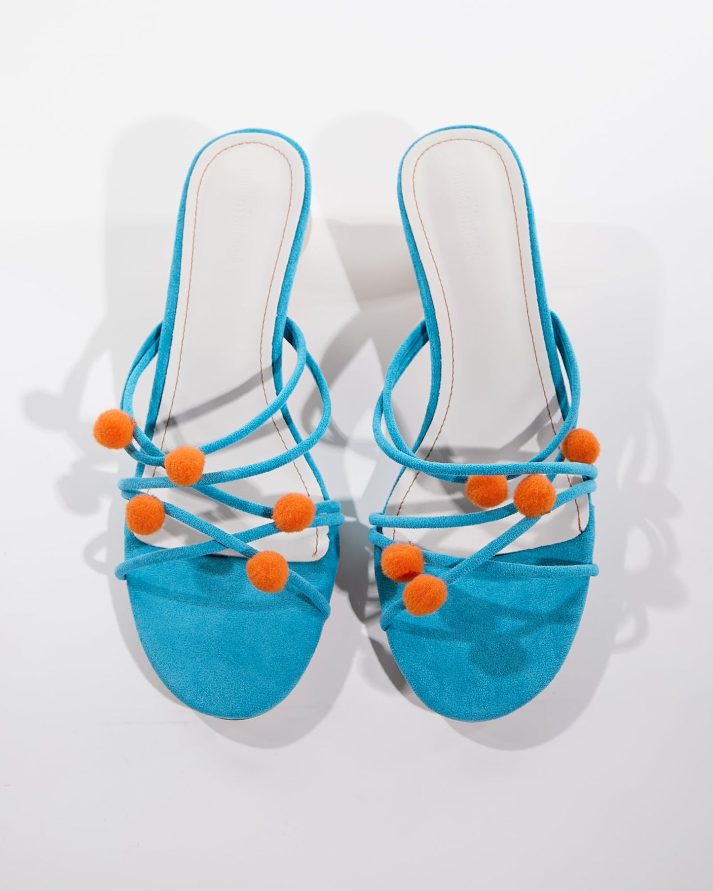 Kiera Velvet Ball Slippers In Blue