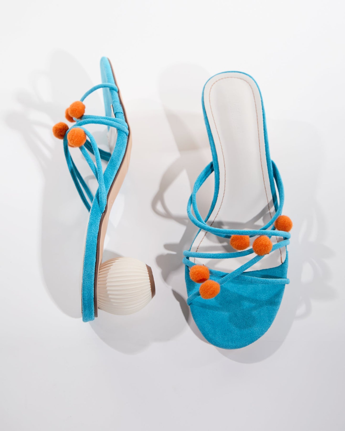 Kiera Velvet Ball Slippers In Blue