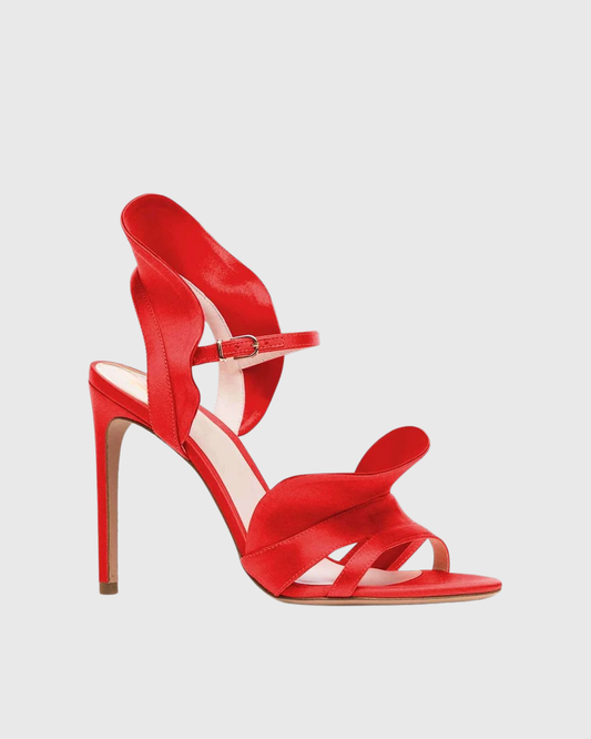 Laila Petal Strap Sandals In Red