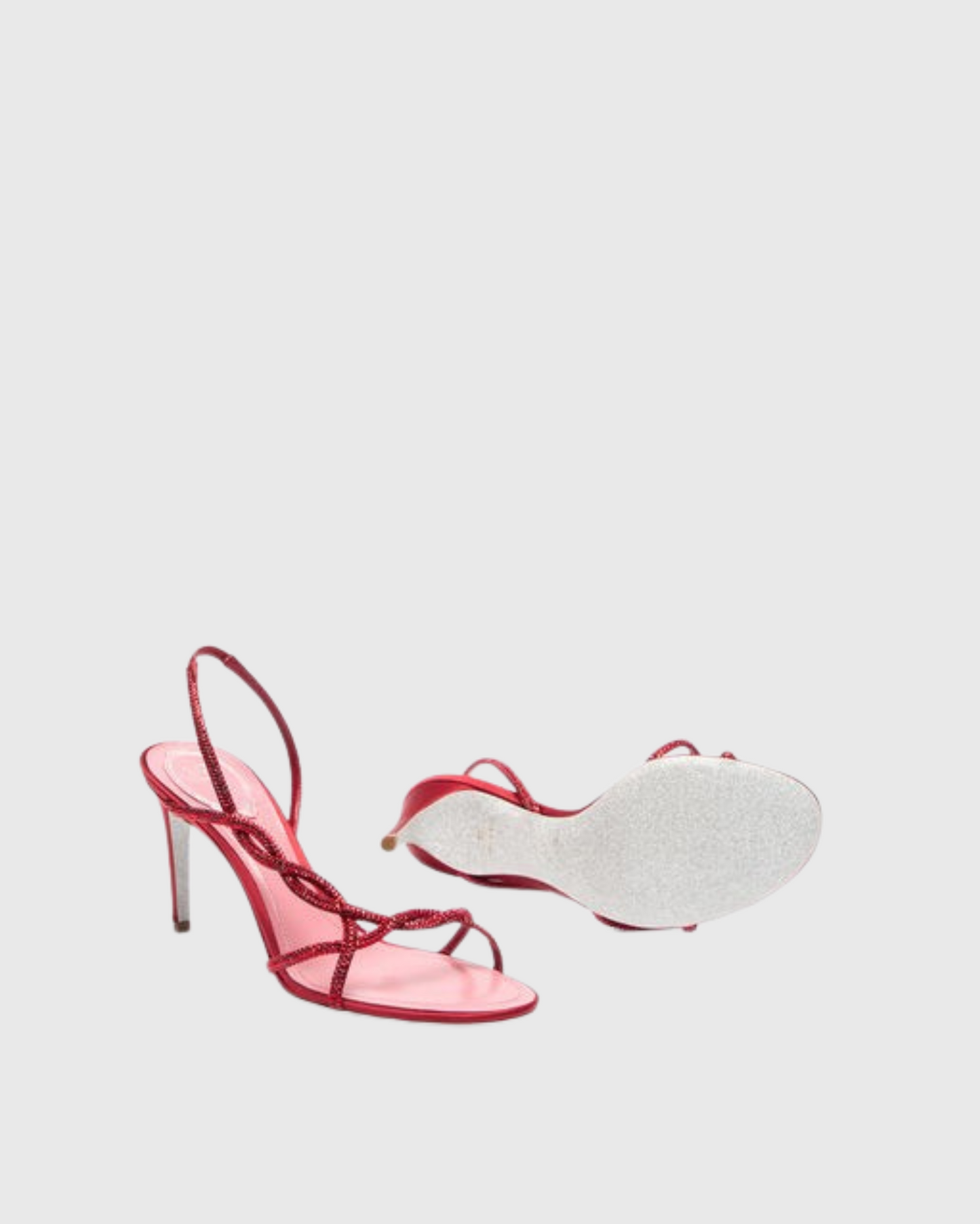 Lana Rhinestone Woven Sandals In Red