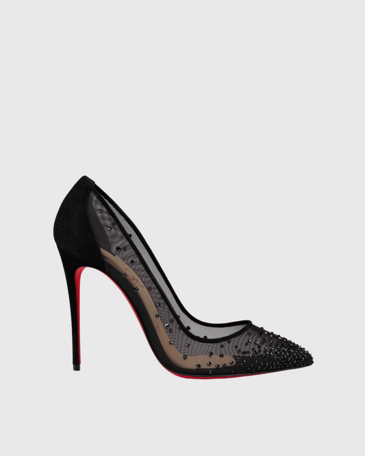 Leone Rhinestone Mesh Pumps In Black