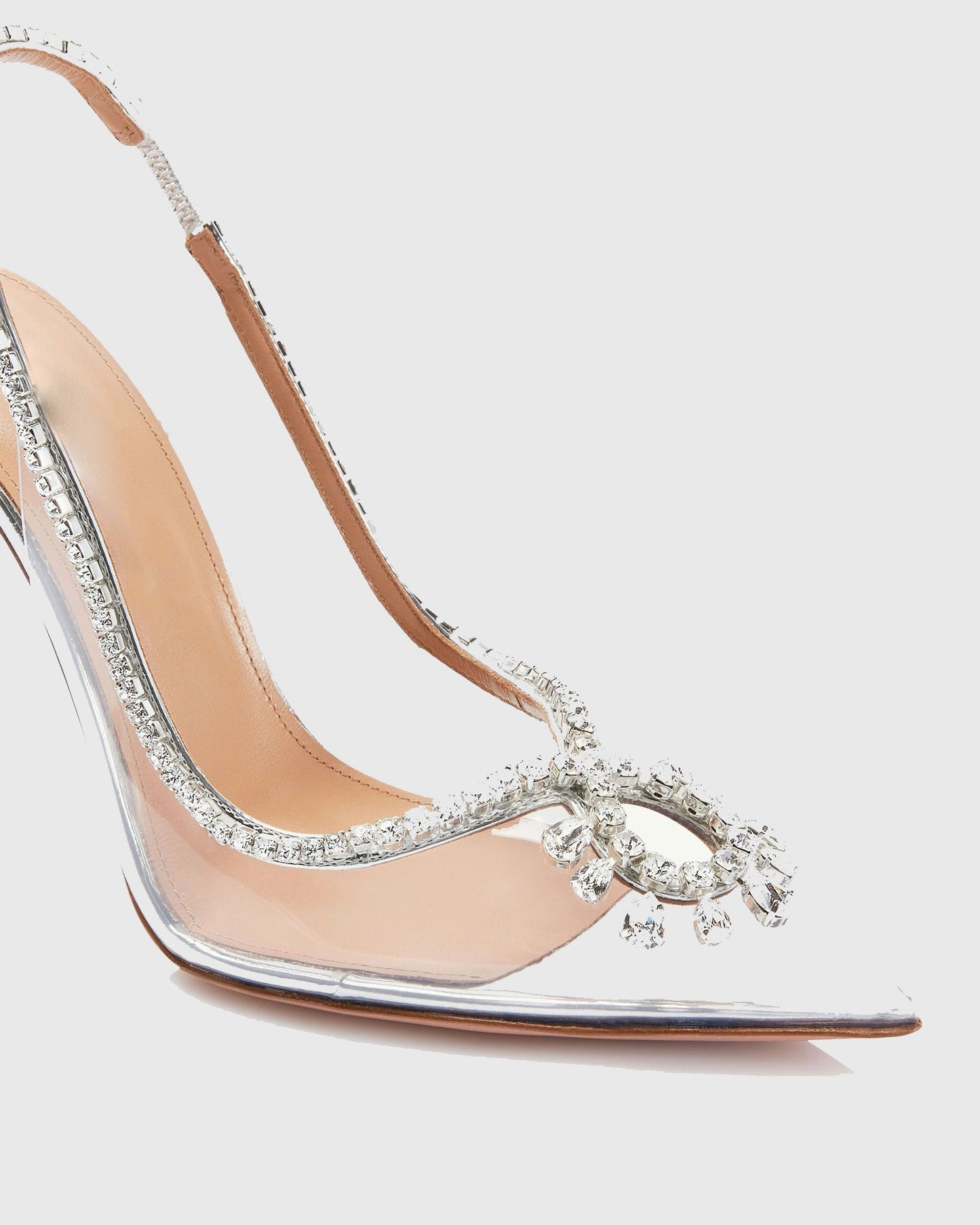 Lido Rhinestone Embellished PVC Slingback Pumps In Silver