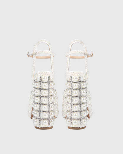 Liviana Rhinestone Pearl Platform Strap Sandals