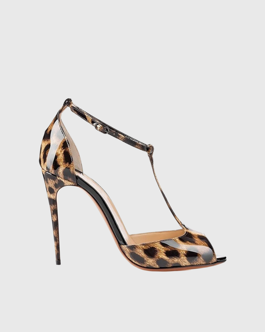 Lucy Leopard Print Strap Sandals
