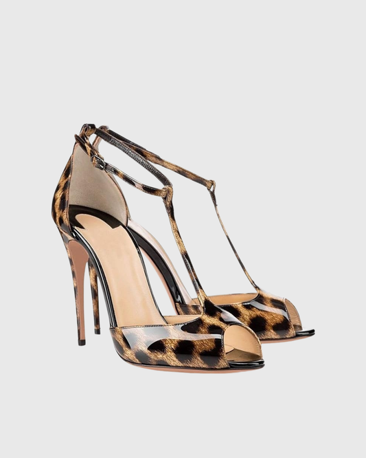 Lucy Leopard Print Strap Sandals