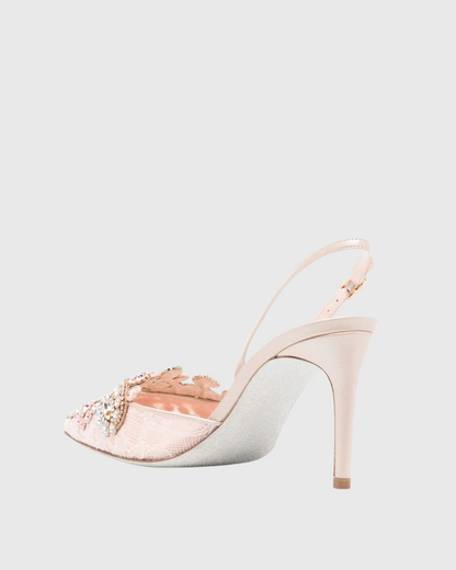 Lylah Rhinestone Embellished Slingback Pumps Pink