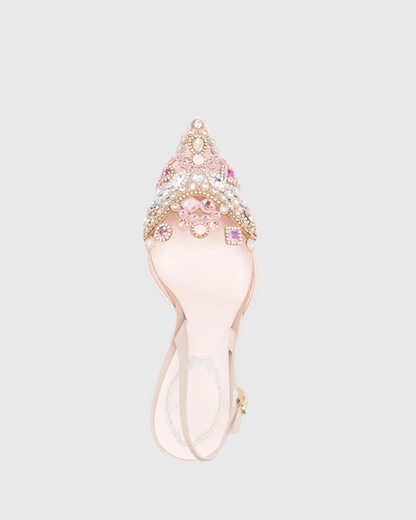 Lylah Rhinestone Embellished Slingback Pumps Pink