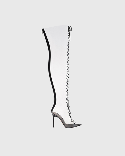 Lyric Lace Up Pvc Over The Knee Boots